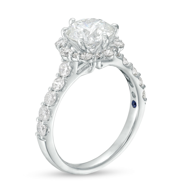 Main Image 3 of TRUE Lab-Created Diamonds by Vera Wang Love 2-1/3 CT. T.W. Flower Frame Engagement Ring in 14K White Gold (F/VS2)