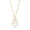 Thumbnail Image 1 of 6.0mm Freshwater Cultured Pearl and 1/20 CT. T.W Diamond Pendant in 10K Gold