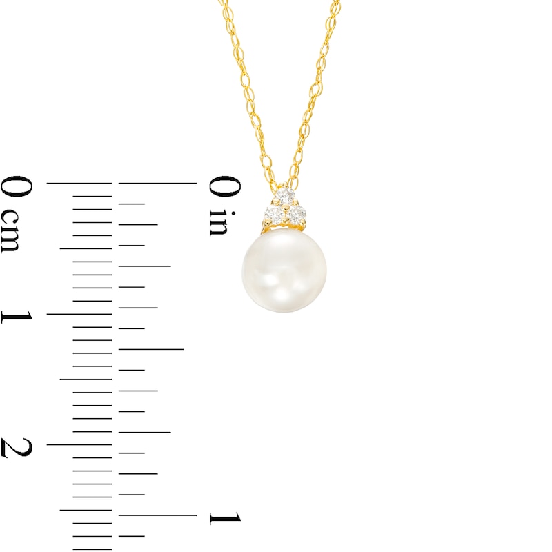 Main Image 3 of 6.0mm Freshwater Cultured Pearl and 1/20 CT. T.W Diamond Pendant in 10K Gold