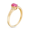 Thumbnail Image 3 of Oval Ruby and 1/20 CT. T.W. Diamond Tri-Sides Ring in 10k Gold - Size 7