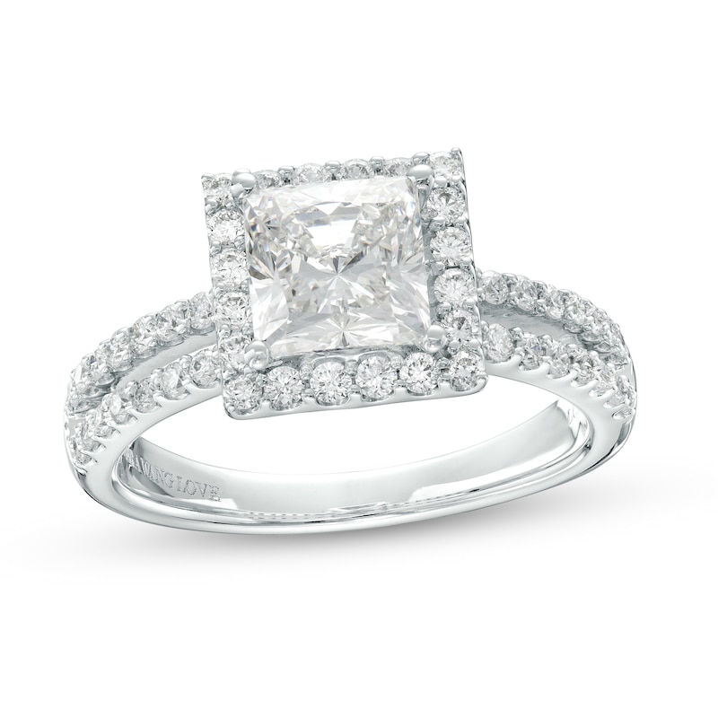 Main Image 1 of TRUE Lab-Created Diamonds by Vera Wang Love 2 CT. T.W. Square Frame Engagement Ring in 14K White Gold (F/VS2)