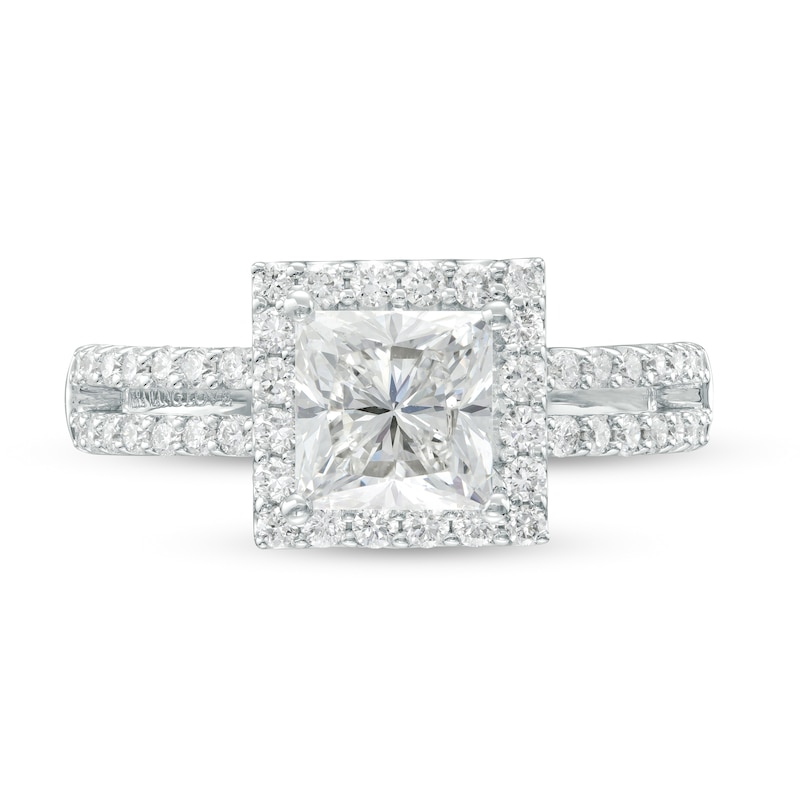 Main Image 4 of TRUE Lab-Created Diamonds by Vera Wang Love 2 CT. T.W. Square Frame Engagement Ring in 14K White Gold (F/VS2)