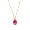 Thumbnail Image 1 of Oval Ruby and 1/20 CT. T.W. Diamond Pendant in 10K Gold