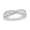 Thumbnail Image 0 of 1/2 CT. T.W. Baguette and Round Diamond Triple Row Twist Ring in 14K White Gold