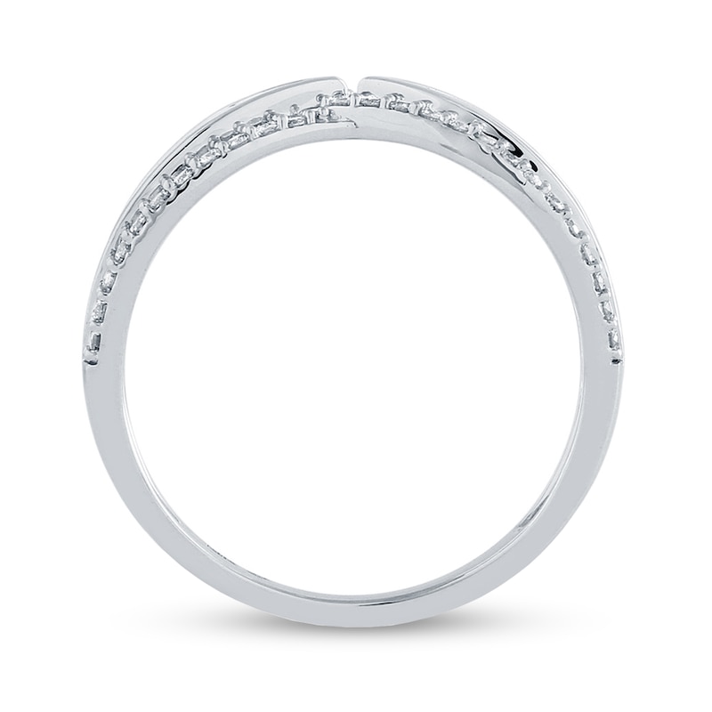 1/2 CT. T.W. Baguette and Round Diamond Triple Row Twist Ring in 14K White Gold