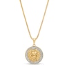 Thumbnail Image 1 of Men's 1/4 CT. T.W. Diamond Frame Lion's Head Medallion Pendant in 10K Gold – 20&quot;