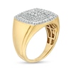 Thumbnail Image 3 of Men's 1-3/8 CT. T.W. Cushion-Shaped Multi-Diamond Triple Frame Ring in 10K Gold