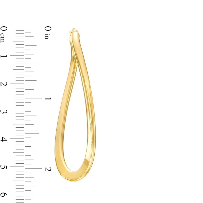 Main Image 2 of 3.0mm Wavy Flat Oval Tube Hoop Earrings in 14K Gold