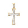 Thumbnail Image 1 of Men's 2 CT. T.W. Diamond Frame Flared Cross Necklace Charm in 10K Gold