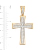 Thumbnail Image 2 of Men's 2 CT. T.W. Diamond Frame Flared Cross Necklace Charm in 10K Gold