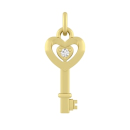 White Lab-Created Sapphire Heart-Top Key Charm (Metal Color)