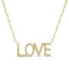 Thumbnail Image 1 of 1/15 CT. T.W. Diamond &quot;LOVE&quot; Necklace in 10K Gold - 16&quot;