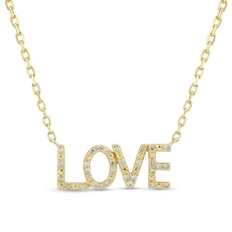 1/15 CT. T.W. Diamond &quot;LOVE&quot; Necklace in 10K Gold - 16&quot;