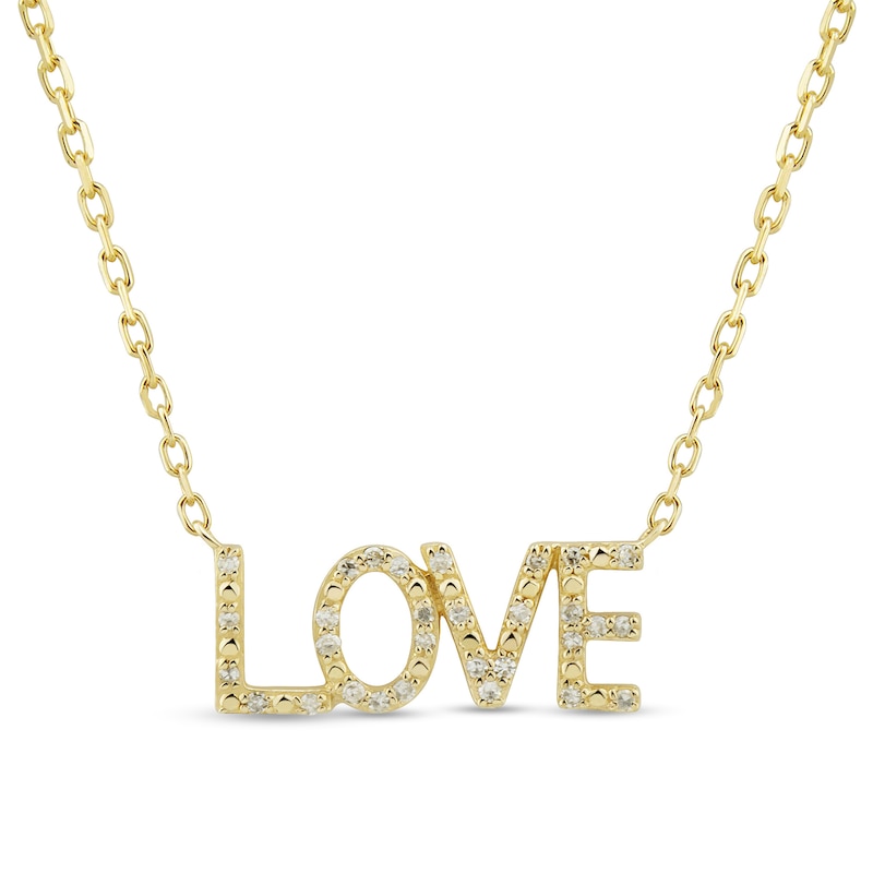 Main Image 1 of 1/15 CT. T.W. Diamond &quot;LOVE&quot; Necklace in 10K Gold - 16&quot;