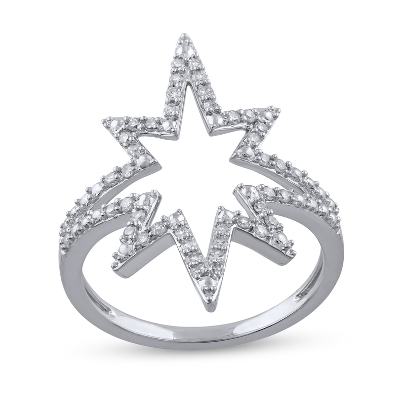 Main Image 1 of 1/4 CT. T.W. Diamond Eight-Point Star Outline Ring in Sterling Silver