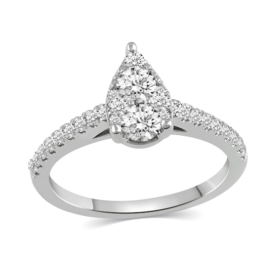 3/4 CT. T.W. Pear-Shaped Multi-Diamond Engagement Ring In 14K White Gold