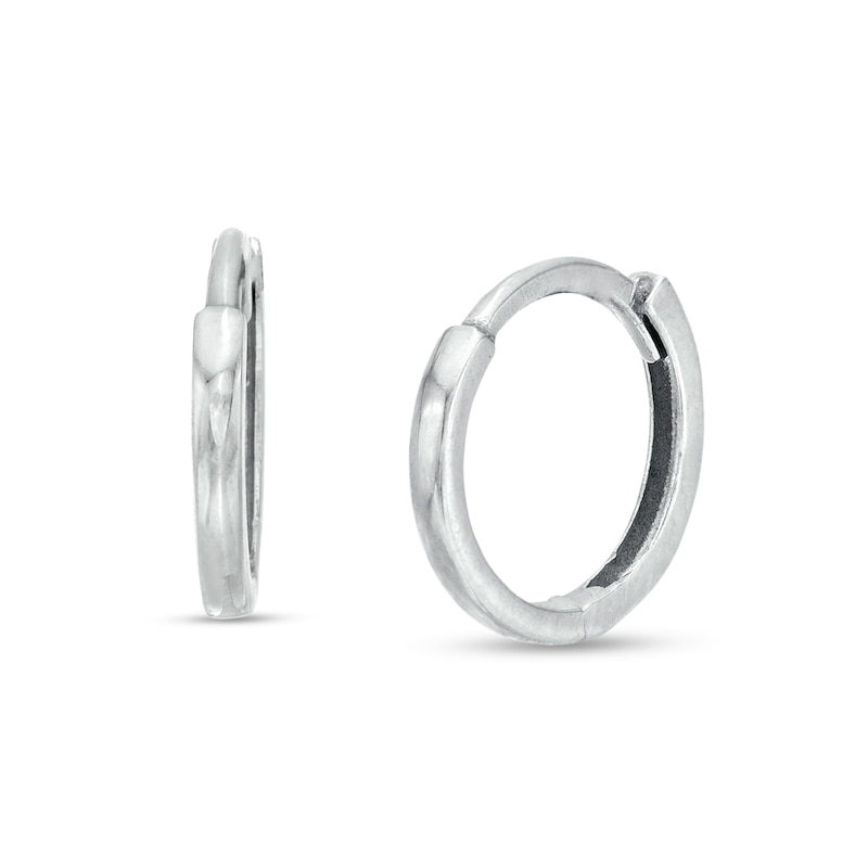 Main Image 1 of Child's 7.6mm Square Huggie Hoop Earrings in 14K White Gold