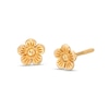 Child's Mini Stamped Flower Stud Earrings In 14K Gold