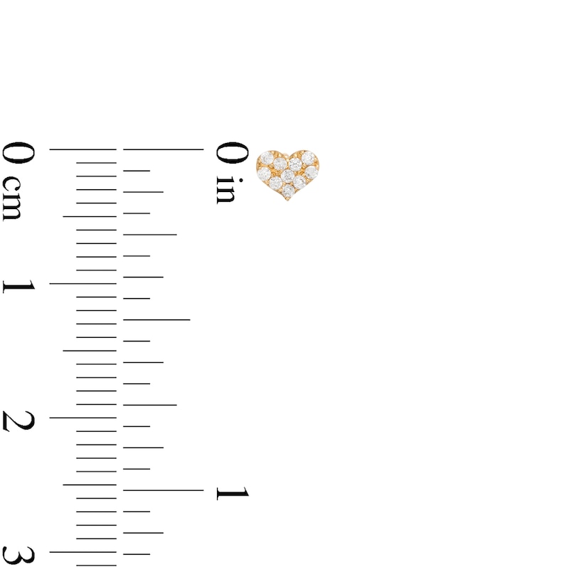 Main Image 2 of Child's Cubic Zirconia Pavé Heart Stud Earrings in 14K Gold