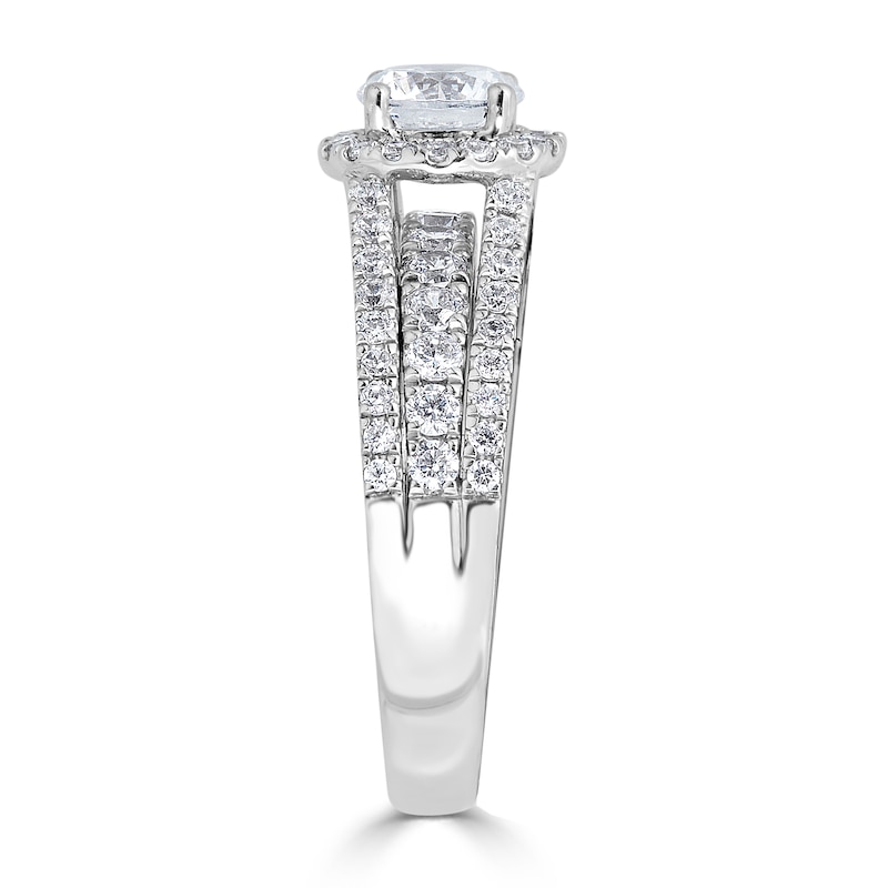 Main Image 2 of 1-1/2 CT. T.W. Diamond Frame Triple Row Engagement Ring in 14K White Gold