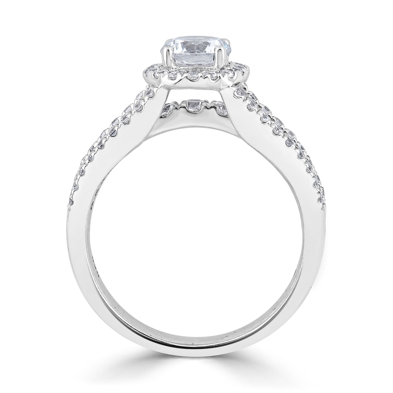 Main Image 3 of 1-1/2 CT. T.W. Diamond Frame Triple Row Engagement Ring in 14K White Gold