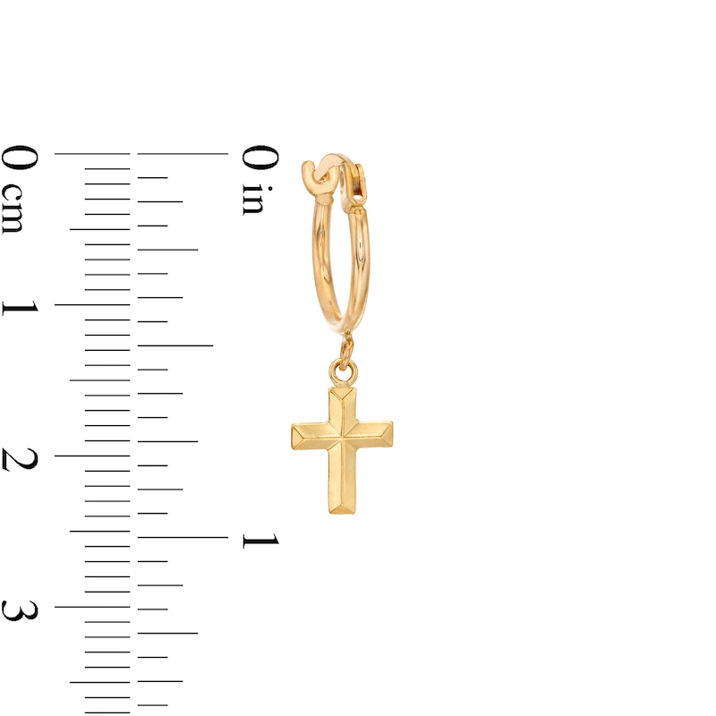 Main Image 3 of Mini Three-Dimensional Cross Drop Earrings in 14K Gold