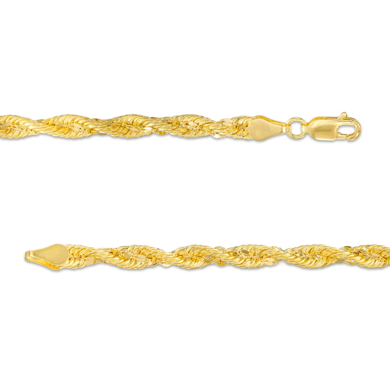 4.0mm Glitter Rope Chain Bracelet in Hollow 10K Gold – 7.5"