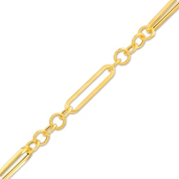 5.6mm Alternating Link Bracelet in Solid 10K Gold – 7.5&quot;