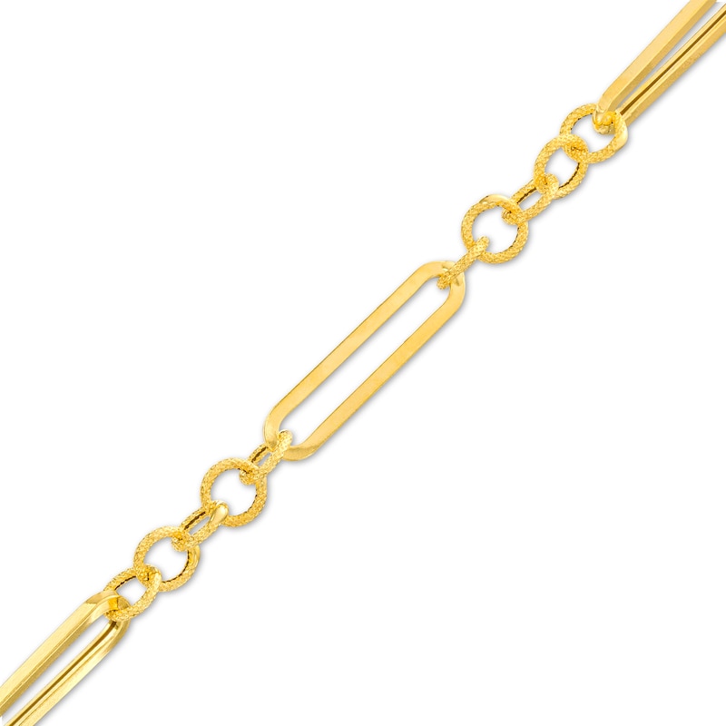 Main Image 1 of 5.6mm Alternating Link Bracelet in Solid 10K Gold – 7.5&quot;