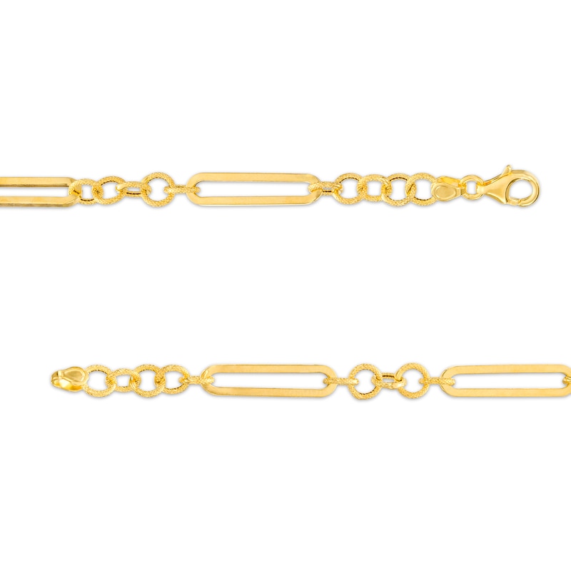 Main Image 2 of 5.6mm Alternating Link Bracelet in Solid 10K Gold – 7.5&quot;