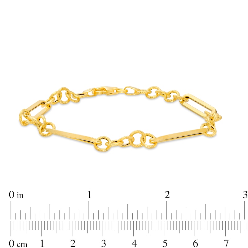 Main Image 3 of 5.6mm Alternating Link Bracelet in Solid 10K Gold – 7.5&quot;