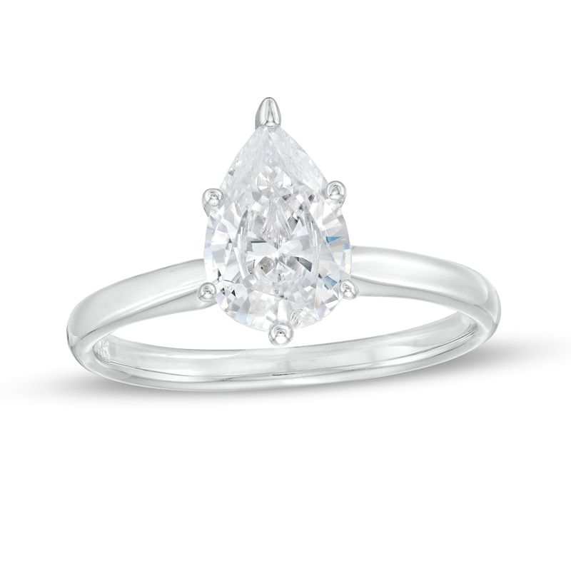 Main Image 1 of 1-1/2 CT. Certified Pear-Shaped Lab-Created Diamond Solitaire Engagement Ring in 14K White Gold (F/VS2)