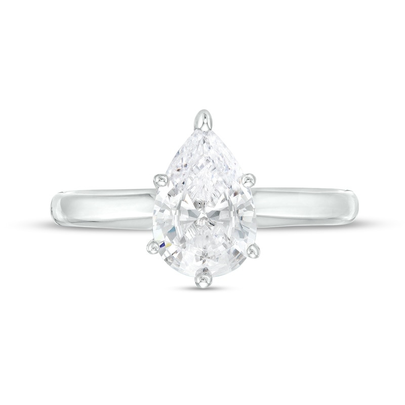 Main Image 4 of 1-1/2 CT. Certified Pear-Shaped Lab-Created Diamond Solitaire Engagement Ring in 14K White Gold (F/VS2)