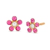 Thumbnail Image 1 of Child's Pink and White Crystal Petal Frame Flower Stud Earrings in 14K Gold