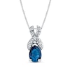 Thumbnail Image 0 of Pear-Shaped Blue Sapphire and 1/10 CT. T.W. Diamond Twist Bail Pendant in 14K White Gold