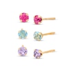 Thumbnail Image 1 of Child's 3.0mm Pink, Blue and Purple Cubic Zirconia Three Pair Stud Earrings Set in 14K Gold