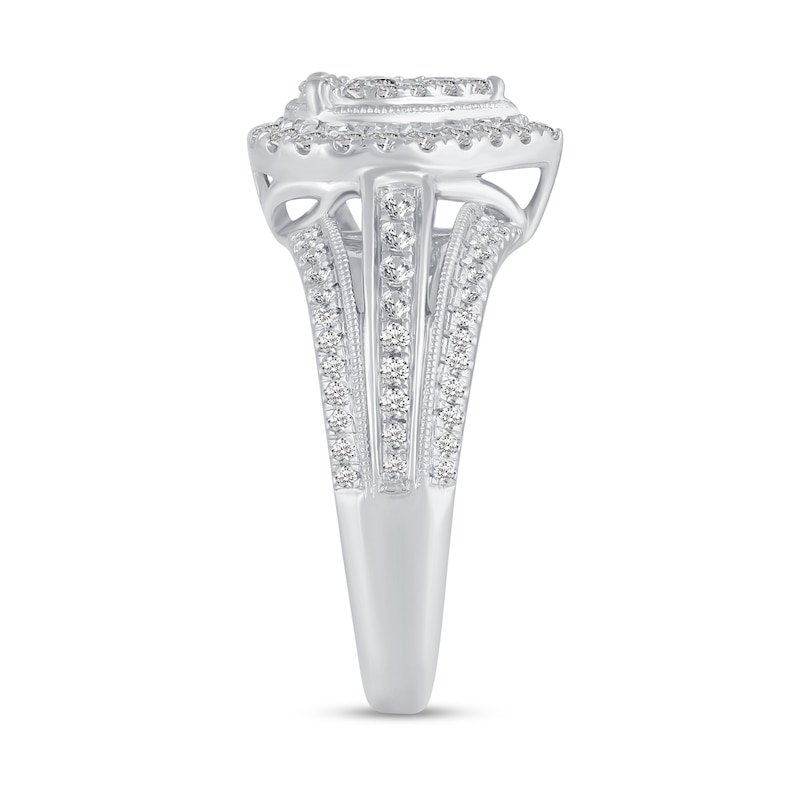 5/8 CT. T.W. Diamond Double Pear-Shaped Frame Split Shank Engagement Ring in 10K White Gold