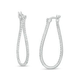 1/2 CT. T.W. Certified Lab-Created Diamond Wavy Hoop Earrings in 14K White Gold (F/SI2)