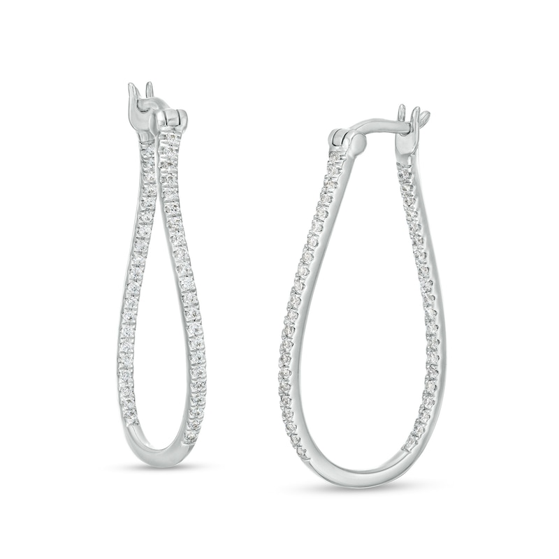 Main Image 1 of 1/2 CT. T.W. Certified Lab-Created Diamond Wavy Hoop Earrings in 14K White Gold (F/SI2)