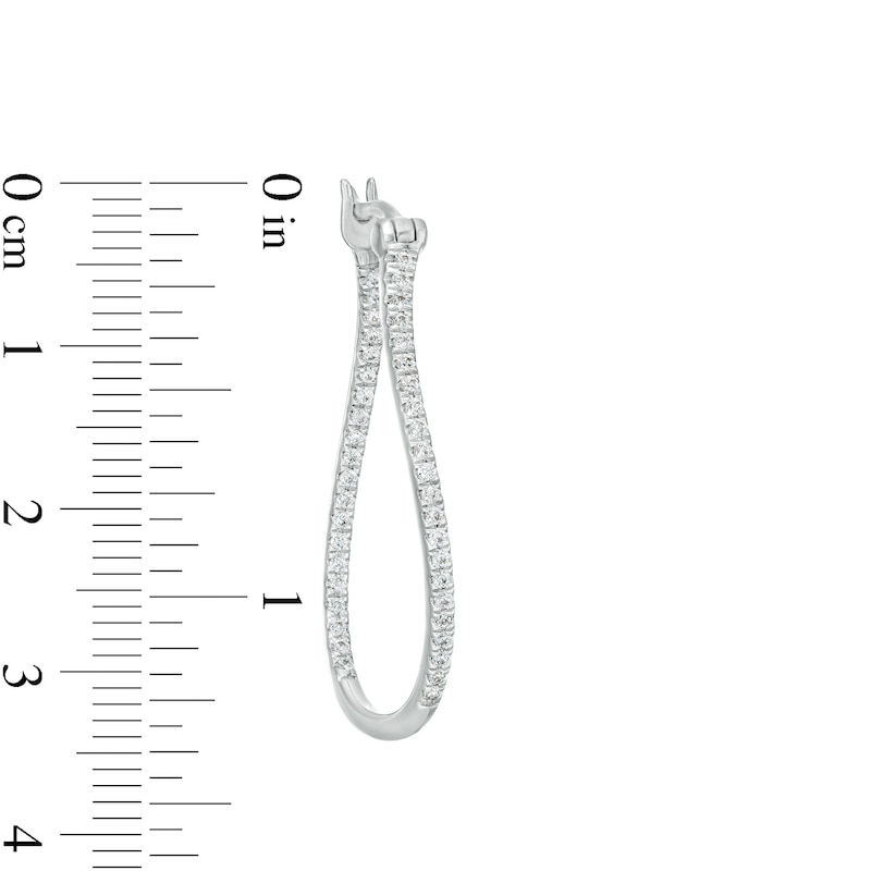 Main Image 3 of 1/2 CT. T.W. Certified Lab-Created Diamond Wavy Hoop Earrings in 14K White Gold (F/SI2)