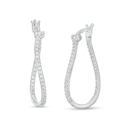 3/8 CT. T.W. Certified Lab-Created Diamond Wavy Hoop Earrings in 14K White Gold (F/SI2)