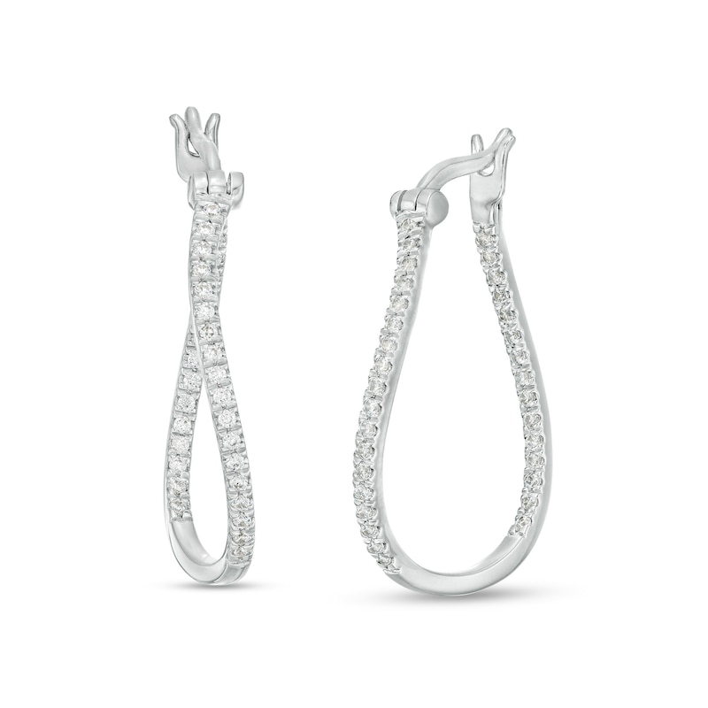 Main Image 1 of 3/8 CT. T.W. Certified Lab-Created Diamond Wavy Hoop Earrings in 14K White Gold (F/SI2)