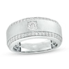 Thumbnail Image 1 of Men's 1 CT. T.W. Certified Square-Cut Lab-Created Diamond Lined Wedding Band in 14K White Gold (F/VS2)