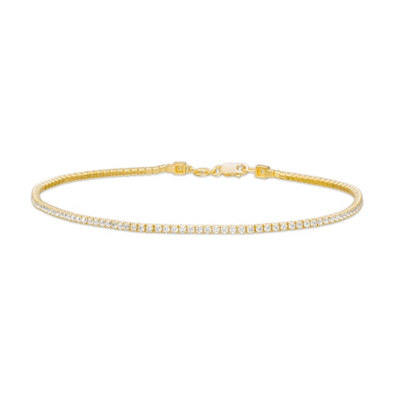 White Lab-Created Sapphire Tennis Anklet In Sterling Silver With 18K Gold Plate - 10