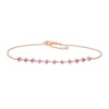 Thumbnail Image 1 of Amethyst Link and White Lab-Created Sapphire Accent Anklet in Sterling Silver with 18K Rose Gold Plate - 10&quot;