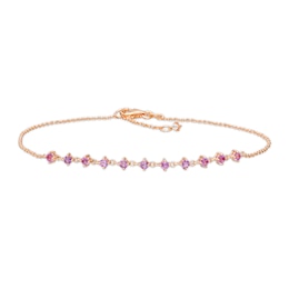 Amethyst Link and White Lab-Created Sapphire Accent Anklet in Sterling Silver with 18K Rose Gold Plate - 10&quot;