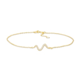 White Lab-Created Sapphire Snake Anklet in Sterling Silver with 18K Gold Plate - 10&quot;