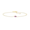 Thumbnail Image 1 of Sideways Marquise Amethyst and White Lab-Created Sapphire Dangle Anklet in Sterling Silver with 18K Gold Plate - 10&quot;