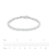 Thumbnail Image 4 of Oval Lab-Created Opal and Diamond Accent Alternating Line Bracelet in Sterling Silver – 7.25&quot;