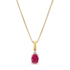 Oval Ruby And Diamond Accent Stacked Twist Bail Pendant In 10K Gold